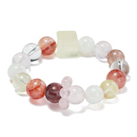 Bracelet en perles de quartz hématite rouge naturel et quartz clair, pierre précieuse énergétique naturelle, cadeau unisexe, bijou