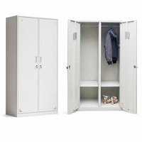 Armoire de chambre moderne en acier à 2 portes, placard de rangement métallique pour vêtements, armoire personnalisée avec miroir