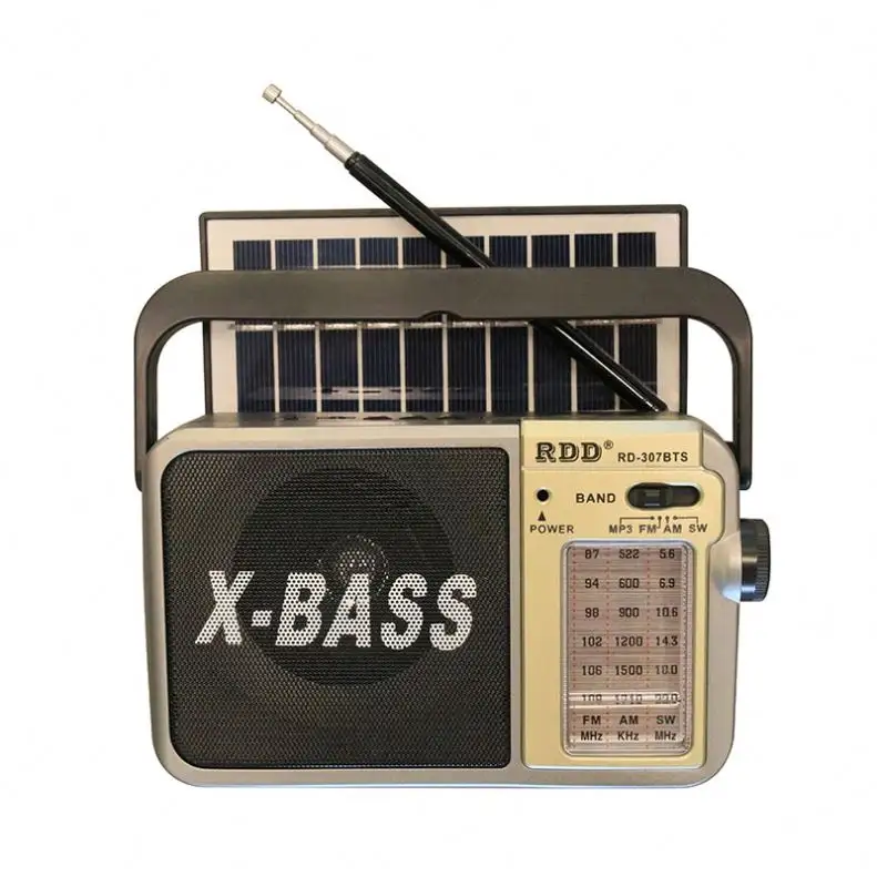 RD-307BTS fabrica rádio recarregável multibanda mais vendido com luz de usb tf, painel solar e conexão sem fio