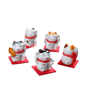Lande japonais en céramique cinq-Fortune <span class=keywords><strong>Maneki</strong></span> <span class=keywords><strong>Neko</strong></span> ensemble cinq articles décoratifs maison voiture fleur animal de compagnie <span class=keywords><strong>porcelaine</strong></span> blanche - Product Image 1