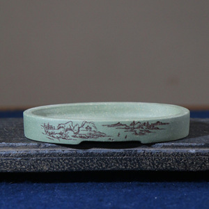Maceta Artesanal de Arcilla Púrpura para Bonsái, Forma Ovalada de Riñón, Maceta para Musgo Verde, Maceta para Jardín en Miniatura, Hecha por Su Bing - Product Image 1
