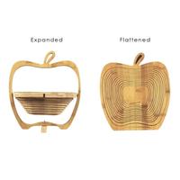 Top vente de qualité alimentaire pas cher prix Apple forme Promo rotatif bambou en bois pliant panier de fruits