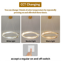 Lustre en cristal LED à 3 couleurs, diamètre 60cm, 33W, avec câble de 100cm, hauteur réglable, lampe suspendue pour chambre à coucher, salle à manger