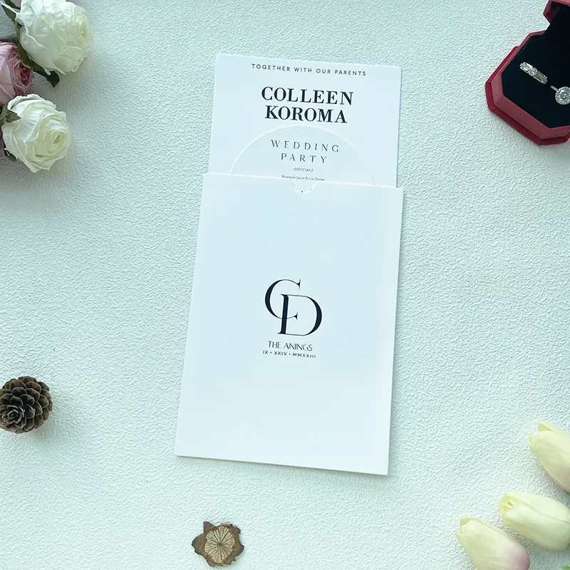 Carte d'invitation de mariage en acrylique transparent avec enveloppe pliable unique de 6x9