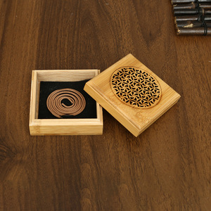 Caja quemadora de incienso de bambú, 9,5x9,5x4,5 cm, estilo Zen, hueca, para uso aromático con madera de agar. - Product Image 1