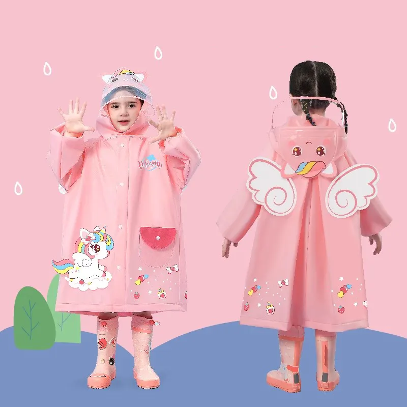 Kinderregenjas Meisje Eenhoorn Baby Kleuterschool Kinderen Basisschool Set Full Body Waterdicht Zes En Een Half Jaar Oud