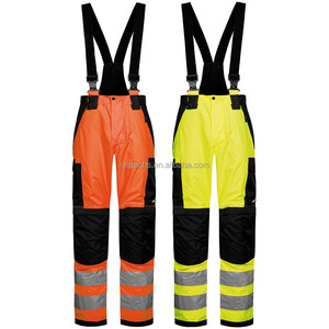 Men's Hi-Vis Outboor Safety Working Pants Breathable Waterproof Bib Overalls Reflective Fluorescent Rain Bib Overall for Work - Product Image 6