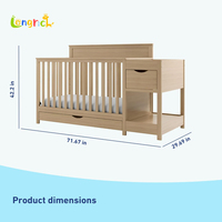 Berceau en bois 5-en-1 moderne et écologique avec rangement convertible du nouveau-né au jeune pour la chambre à coucher dans le salon de l'école