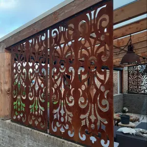 แผงหน้าจอโลหะ Corten Steel Garden Screen เลเซอร์ตัดตกแต่งสวนกลางแจ้งความเป็นส่วนตัวศิลปะ