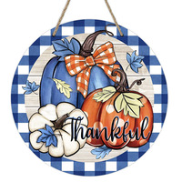 Décoration de porte ronde en bois pour Halloween, citrouille suspendue, ambiance festive, décorative pour porte d'entrée