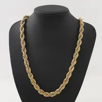 18k gerçek altın kaplama 10MM paslanmaz çelik zincir takı yapımı için Mens Womens kolye büküm halat zincir 16-47 inç