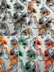 Nouveau design sélectionné feuille d'or impression numérique feuille de polyester mousseline de soie koshibo crêpe tissu avec contour or pour robe - Product Image 4