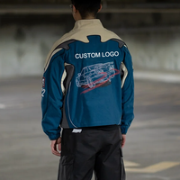 Veste bomber en toile streetwear avec broderie personnalisée, patchwork, appliques, logo, collage, style universitaire et de course