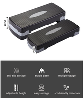 Plataforma de Step Ajustable de 68 cm de ABS para Ejercicios Aeróbicos en Casa y Desarrollo Muscular, Incluye Dos Elevadores