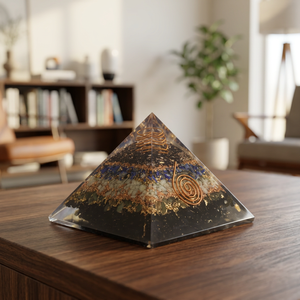 Dernière Pyramide d'Orgone en Cuir Cuivré avec Cristaux de Chakra et Bobines de Cuivre pour Méditation, Protection EMF et Reiki - Product Image 3