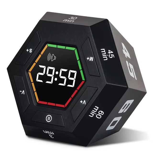Magnetic Smart Productivity Kitchen Timer Digital Study Pomodoro Cooking Timers Hexagon Visual Flip Timer for Kids