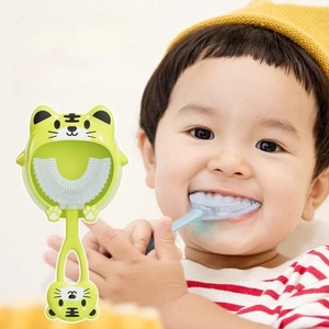 <b>U</b>-<b>Shaped</b> Children's <b>Toothbrush</b> Cartoon Animal Baby <b>Toothbrush</b> 360 Degree <b>Kids</b> Teeth Oral Care Cleaning Brush Silicone Teether - Product Image 2