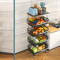 Étagère de rangement multi-niveaux pour fruits et légumes, en acier au carbone anti-rouille, sur pied, pour cuisine domestique