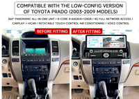 Reproductor de DVD para Auto Android con Pantalla Táctil Completa de 8 Núcleos, DSP, Carplay, Marco de 12.3 Pulgadas para Toyota PRADO 2002-2009, Venta al Por Mayor