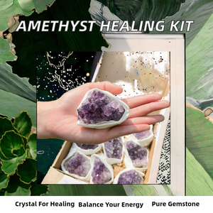 Kit spirituel de grappes d'agate et d'améthyste, géode sculptée naturelle polie, spécimen de pierre précieuse druzy, équilibre des chakras, Feng Shui - Product Image 2