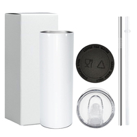 Vente en gros en vrac Tasse de voiture Gobelet stocké Gobelet à revêtement en poudre 20 Oz Gobelet à sublimation 20 Oz Gobelet droit maigre avec boîte