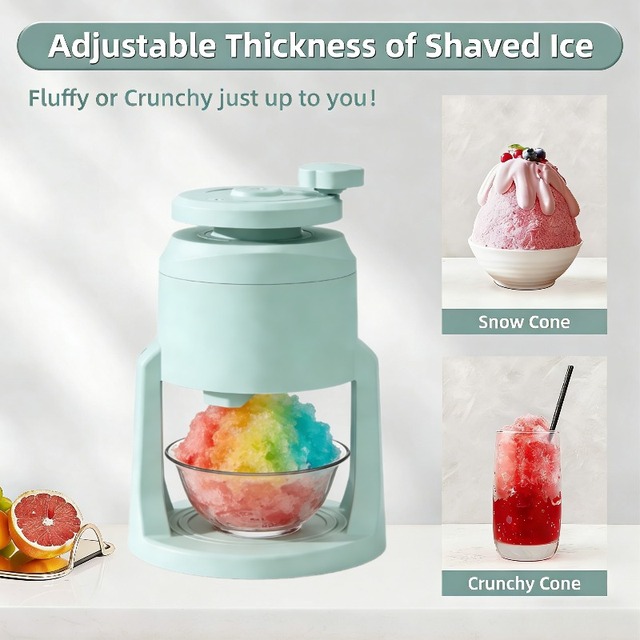Household Ice Crusher & Shaved Ice Maker for DIY Slushies, Cocktails, Ice Cream