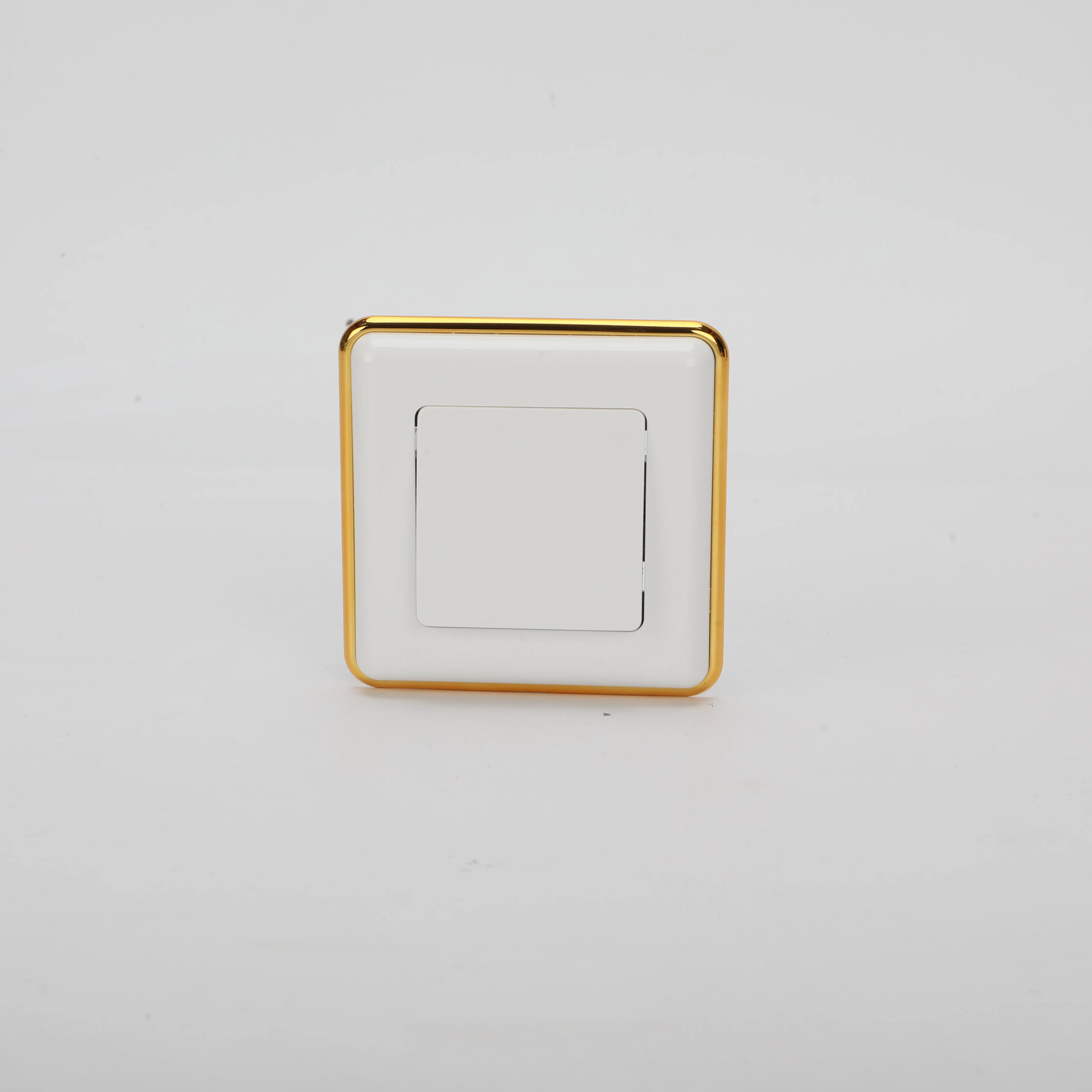 Saklar Prancis tombol tekan warna putih, dengan lampu, pelat kristal panel pc, saklar stop kontak