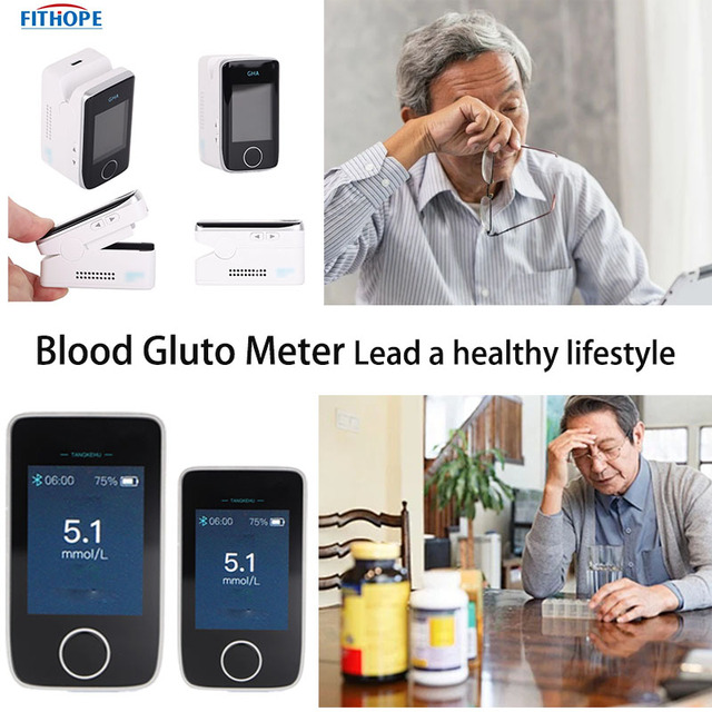 New Arrival Patent Blood Glucose Monitor Meter Finger Tip Testing Digital Massager Blood Test APP Portable Rechargeable Black 1