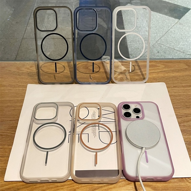 Transparent Wireless Charging Magnetic Phone Case for iPhone 16 15 14 Plus 13 12 11 Pro Max Hard Acrylic Clear Back Cover