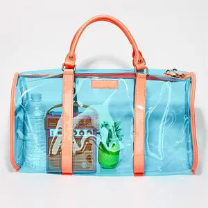 透明沙滩囊主透明pvc手提包透明行李袋手提包手提包全息行李袋