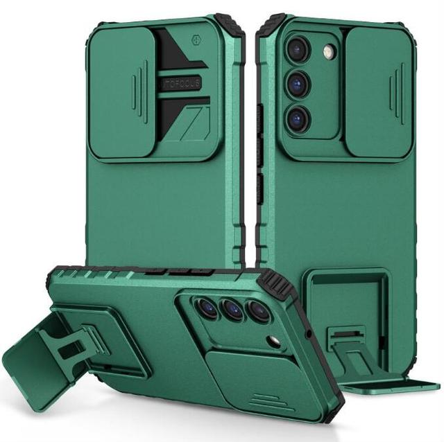 Kickstand Armor TPU PC Case for Samsung Galaxy S22 Plus S21 Ultra NOTE 20 S20 FE A33 5G A12 A03 M02 Slide Camera Protect Cover