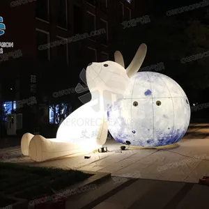 Aero Mid-Autumn Festival Art Exhibition Inflatable Lunar Acacia Rabbit with LED light Customized Inflatable Advertising Products