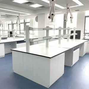 Steel Lab Island/โต๊ะกลางที่มีความทนทานต่อสารเคมีและการก่อสร้างที่แข็งแรงใช้ในห้องปฏิบัติการ