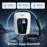 Station de recharge EV de niveau 2, 48A, 11KW, connecteur NACS, type 1, borne murale intelligente avec écran LCD et lecteur de carte RFID, 20 pieds