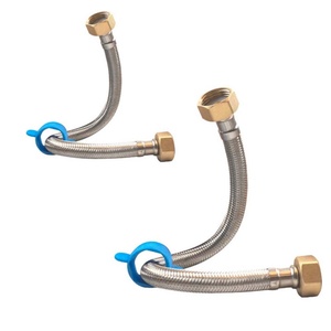 ท่ออ่อนยืดหยุ่นคู่ 1/2" X 1/2" BSP 300 มม. ท่อสแตนเลสแบบยืดหยุ่น ป้องกันสนิม ทนต่อการกัดกร่อน พร้อมข้อต่อก๊อกน้ำแบบโมโนบล็อก - Product Image 1
