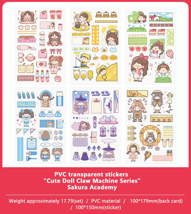 Autocollants transparents en PVC-filles douces-3