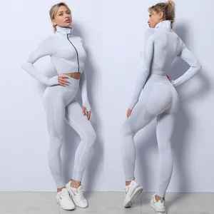 Одежда для фитнеса, спортивные костюмы больших размеров, женские комплекты из 2 предметов, спортивный комплект для тренировок, зимний комплект для йоги для женщин
