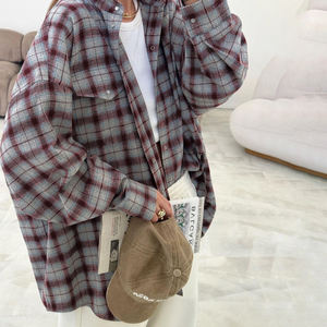 Camisas informales a <span class=keywords><strong>cuadros</strong></span> <span class=keywords><strong>de</strong></span> moda para <span class=keywords><strong>mujer</strong></span>, Tops <span class=keywords><strong>de</strong></span> mezcla <span class=keywords><strong>de</strong></span> algodón y poliéster, <span class=keywords><strong>camisa</strong></span> a <span class=keywords><strong>cuadros</strong></span> personalizada <span class=keywords><strong>de</strong></span> manga larga con botones para <span class=keywords><strong>mujer</strong></span> - Product Image 2