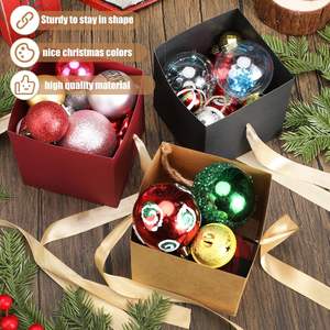 Cajas de Regalo Cuadradas Pequeñas <span class=keywords><strong>para</strong></span> <span class=keywords><strong>Navidad</strong></span> con Tapas y Cinta Dorada, Cajas de Regalo Kraft Rojas, Marrones y Negras <span class=keywords><strong>para</strong></span> Fiestas y Propuestas - Product Image 4