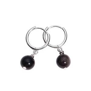 Obsidian Drop Earrings Ball Shape Geometric Design Titanium Steel Women Men Fashion Jewelry European Style - Product Image 3