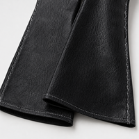 Pantalon en cuir PU noir sur mesure, taille haute, effet craquelé, coupe baggy oversize ample, style streetwear, effet empilé, évasé, pour homme