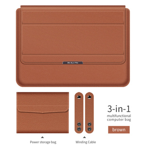 Support en cuir PU pochette d'ordinateur pour <span class=keywords><strong>Macbook</strong></span> <span class=keywords><strong>Pro</strong></span> 11 13 <span class=keywords><strong>14</strong></span> 15 17 pouces housse de protection pour ordinateur portable pour femmes sac multifonctionnel - Product Image 5