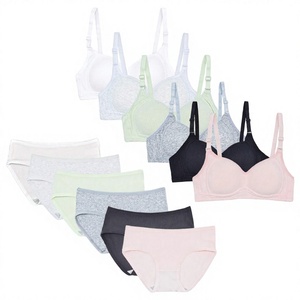 Ensemble soutien-gorge et culotte sexy pour femme, respirant, sans armatures, demi-bonnet, bretelles ajustables, lingerie de sport sans couture - Product Image 2