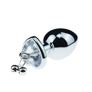 <span class=keywords><strong>DK</strong></span> Meilleure vente Produit de sexe Dilatateur anal Coeur Jeweled Base Male Butt Plug avec petites cloches en métal et chaîne pour hommes et femmes - Product Image 3