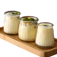 Pot à pudding en verre rayé gaufré 100ml 200ml, tasse à dessert en verre pour pudding, yaourt, confiture avec couvercle en métal ou plastique, vente en gros