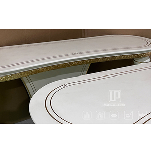 High End Hotel Apartment Living Room Furniture Oval White <b>Console</b> <b>Tables</b> Long Wooden <b>Tables</b> With <b>Gold</b> Frame 01 Oval <b>Console</b> - Product Image 4