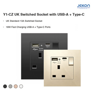 مقبس USB أحادي التبديل بمعيار المملكة المتحدة مقاس 86، متوفر باللون الأسود والأبيض والذهبي والرمادي، يتناسب مع الديكور الداخلي البريطاني الحديث - Product Image 4