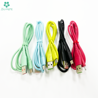 Kabel Data pengisi daya USB mikro 5Pin V8, 1M Android 2.0 warna-warni nilon kepang kabel USB mikro untuk ponsel
