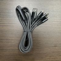 Cable de Carga Togudu T-255 Tres en Uno USB-A a Tipo-C, Trenzado de Nailon, Junta Reforzada Duradera, Multipuerto para Teléfono Móvil