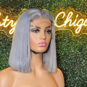 Mayorista Peluca Rubio Ceniza Proveedor Pantalones <span class=keywords><strong>Cortos</strong></span> Peruanos Pelucas de Cabello Humano Frente de Encaje Recto Sin Pegamento Full HD Pelucas de Encaje 13*4 Cierre de Encaje - Product Image 4